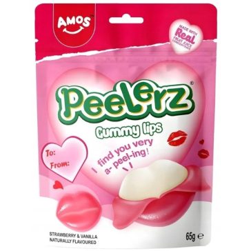   Amos Peelerz Eper & Vanilia ajak alakú hámozható gumicukor 65g CHN