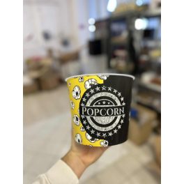 Popcornos vödör sárga-fekete, műanyag