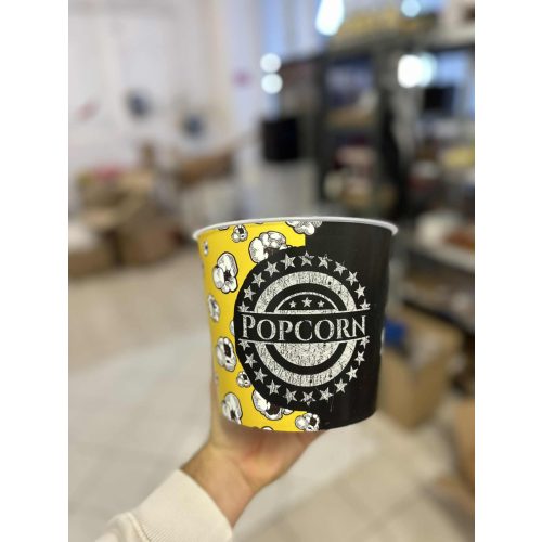 Popcornos vödör sárga-fekete, műanyag