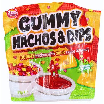  Zed Candy Nacho-alakú zselék gyümölcsízű mártással, 51 g
