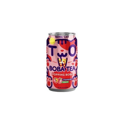 Boba Cat őszibarackos epres Popping tea 320ml