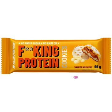  F**KING Protein Földimogyoró-ízű krémmel töltött, tejbevonatos keksz földimogyoró-darabokkal 96 g