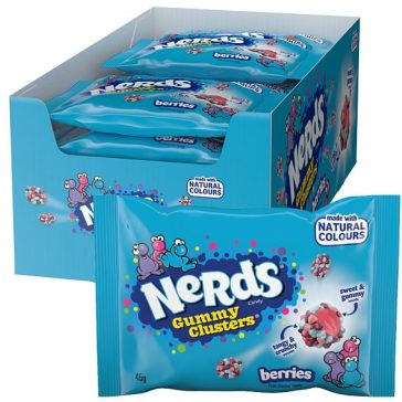   Nerds Clusters Berries gyümölcsízű, cukormázas, rgható cukorka 45 g